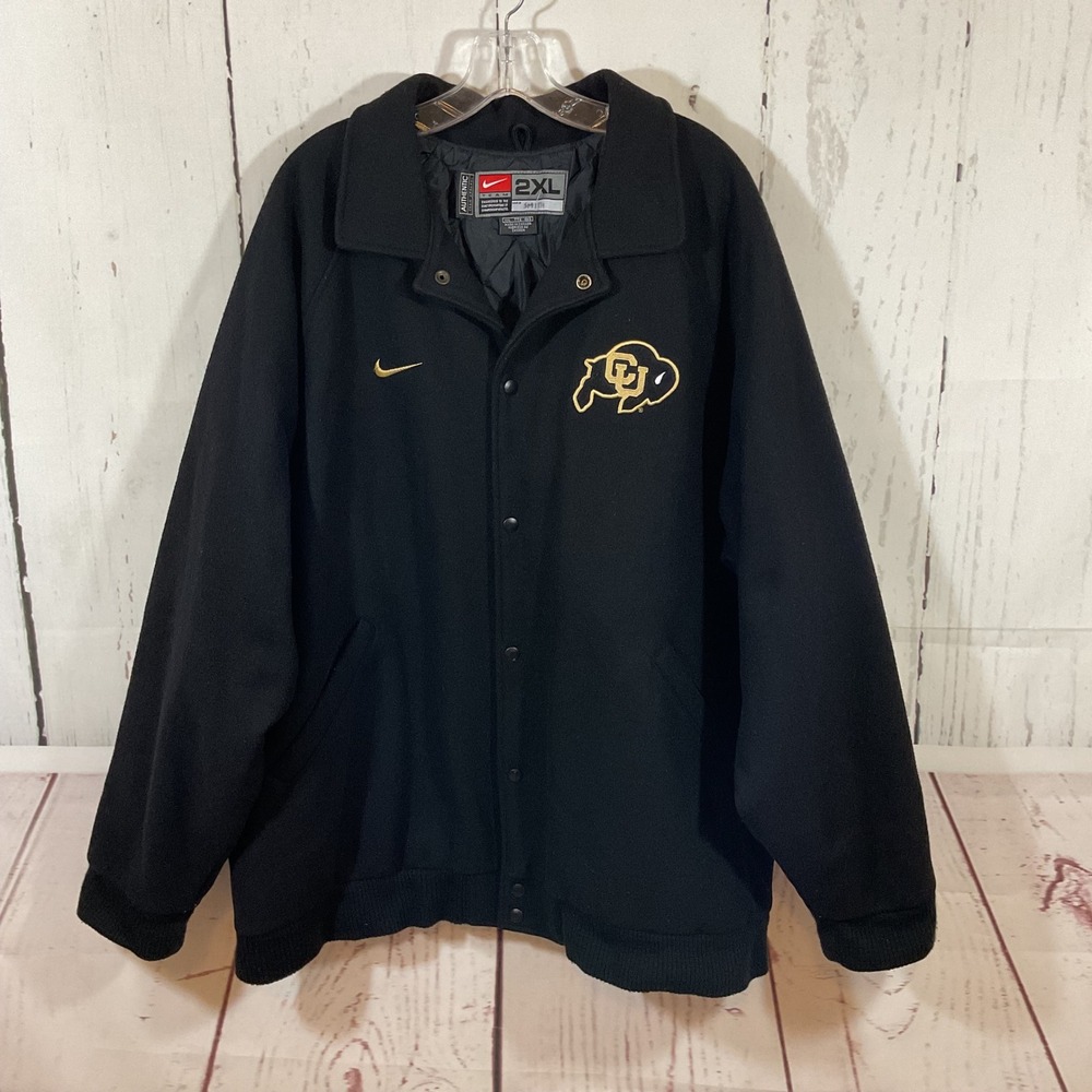 Nike Team Authentic Colorado Buffaloes NCAA Jacket Black Wool 2XL Varsity Coat